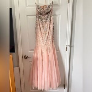 Blush Pink beaded Embellished corset Tulle Gown prom dress